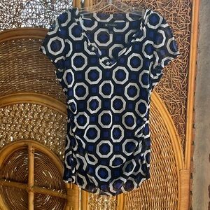 INC International Concepts Black and Blue Hexagon Blouse
